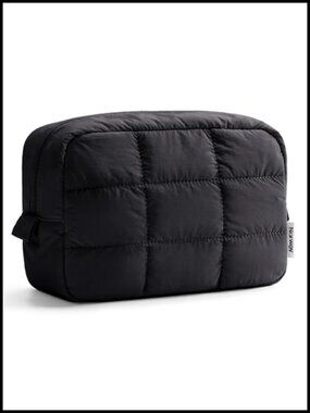 Puffy Quilted Nylon Makeup Bag Travel Toiletry Cosmetic Organizer